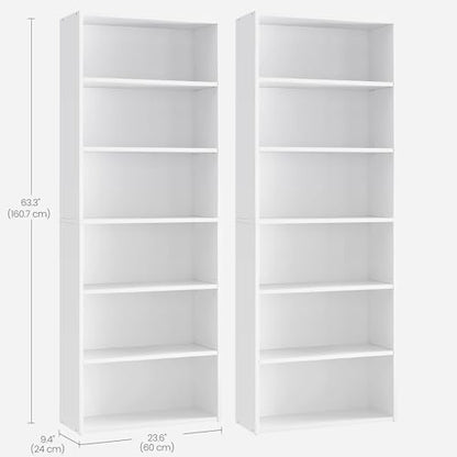 VASAGLE Set of 2 6-Tier Bookshelves, 23.6 Inches Wide