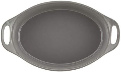 Rachael Ray Solid Glaze Ceramics Bakeware / Baking Pan, Oval - 2.5 Quart, Gray
