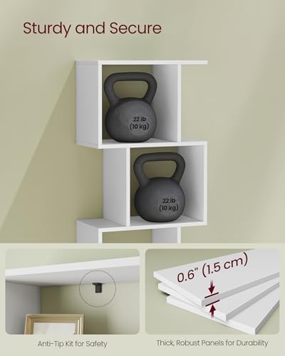 VASAGLE 5-Tier Bookcase, Open Storage, 15.7 x 9.4 x 62.8 Inches