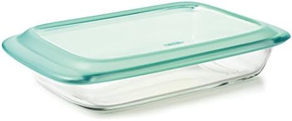 OXO Good Grips Freezer-to-Oven Safe 3 Qt Glass Baking Dish with Lid, 9 x 13,Clear,9 x 13 & Good Grips Freezer-to-Oven Safe 2 Qt Glass Baking Dish with Lid,Clear,8 x 8