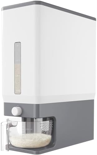 Lifewit Rice Container 25 Lbs, One-Press Dispenser with Measuring Cup