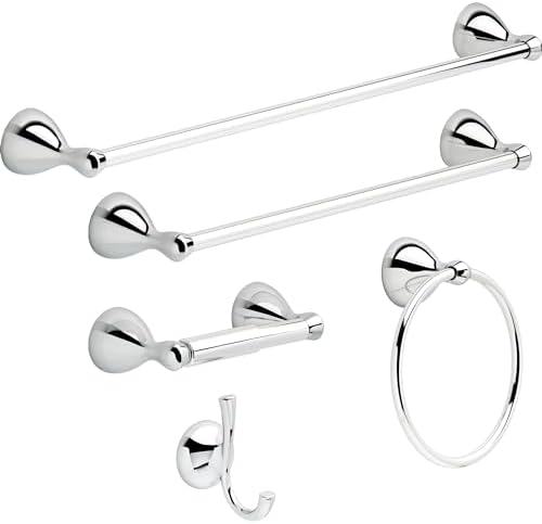 Delta Foundations (1-Pack) Hand Towel Holder Polished Chrome Towel Racks for Bathroom Wall Round Towel Ring Holder for Bath Towel Hanger for Kitchen, Bathroom Accessories FNDS46-PC