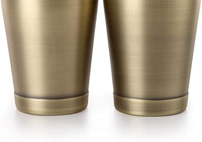 Barfly Cocktail Shaker Tin Set (18 oz and 28 oz), Antique Gold