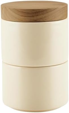 Rachael Ray Ceramics Stacking Spice Box Set with Lid, 3 Piece, Almond
