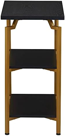 Household Essentials Crown Black Oak Grain Bookshelf with Gold Iron