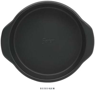 Oster Teston 9-Inch Round Cake Pan, Nonstick Carbon Steel Bakeware, Matte Black, PFAS-Free, Oven-Safe, Easy Release Baking Pan