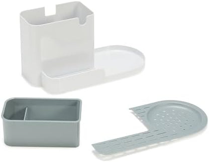 Amazon Basics Kitchen Sink Caddy Organizer for Sponge and Brush Storage, Large, White