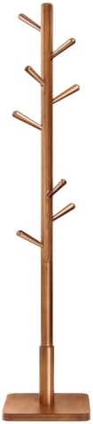 VASAGLE Solid Wood Coat Rack, Free Standing, 8 Hooks, 3 Height Options