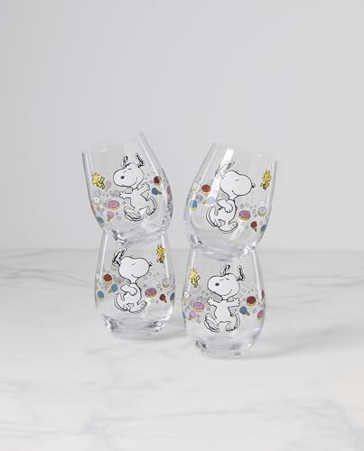 Lenox Chef Snoopy Glass Tumblers, 18oz, Set of 4