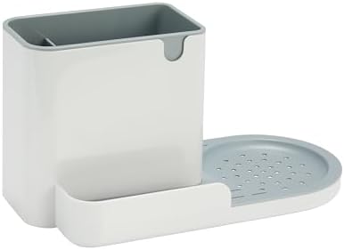Amazon Basics Kitchen Sink Caddy Organizer for Sponge and Brush Storage, Large, White
