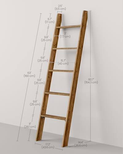 VASAGLE 5-Tier Blanket Ladder, Modern Basic Ladder Shelf
