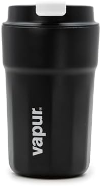 Vapur All Purpose Reusable Insulated Tumbler Cup with Flip Top Lid, Perfect for Morning Coffee and Ice Cold Drinks, Ideal for Travel and Fits in Most Cup Holders, 12 Ounce, Black, Pack of 1
