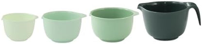 Glad Mixing Bowls with Pour Spout, Set of 4 - Nesting Plastic Bowls (1.2qt, 1.9qt, 2.8qt, and 3qt with Handle) - Non Slip Base, Dishwasher Safe Kitchen Cooking and Baking Supplies, Green
