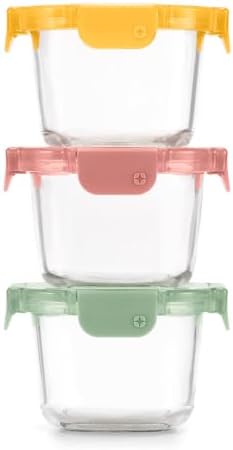 Ello Color Lock 2 Cup Glass Meal Prep Set with Lids, 3 Pack,Desert Festival
