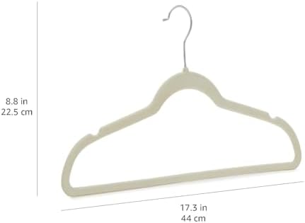 Amazon Basics Slim Velvet Non-Slip Space Saving Suit Clothes Hangers, Closet Organizer, Ivory/Beige, 30-Pack