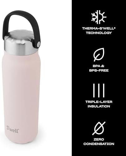S'well Recycled Stainless Steel Explorer with Insulated Lid and Handle, 24oz, Himalayan Salt, Triple Layered Vacuum Insulated Containers Keeps Drinks Cold for 36 Hours and Hot for 8