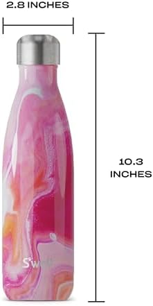 S’well Stainless Steel Water Bottle - 17 Fl Oz - Rose Agate - Triple-Layered Vacuum-Insulated Containers Keeps Drinks Cold for 36 Hours and Hot for 18 - with No Condensation - BPA-Free