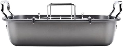 Circulon Total Bakeware Nonstick Roaster, Roasting Pan with Rack, 17-Inch x 13-Inch, Gray
