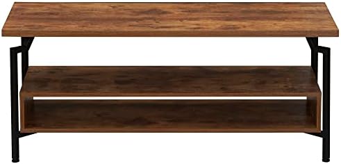 Household Essentials Crown TV Console in Rustic Hickory and Black Iron