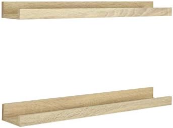 MCS Picture Ledge Shelf, Room Decor Floating Shelf, Natural Woodgrain, 23.75 Inch, Set of 2