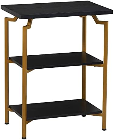 Household Essentials Crown Black Oak Grain Bookshelf with Gold Iron