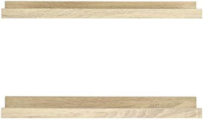 MCS Picture Ledge Shelf, Room Decor Floating Shelf, Natural Woodgrain, 23.75 Inch, Set of 2