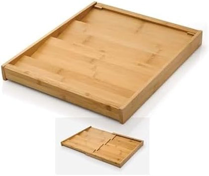 Copco Bamboo Expandable Spice Organizer Drawer and Counter Lazy Susan Turntable Style Tiered Rack - Adjustable 4-Tier Natural Wood Kitchen Spice Storage Organizer for Cabinet, Pantry, or Bathroom
