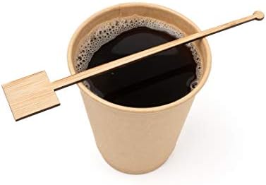 Restaurantware 7 Inch Coffee Stirrers 100 Disposable Coffee Stir Sticks - Square Top Sturdy Natural Bamboo Drink Stirrers Stirrers For Hot and Cold Beverages Break-Resistant