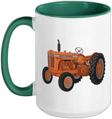Vintage Allis-Chalmers WD 45 Classic Tractor Ceramic Mug, Dark Green/White, 15oz