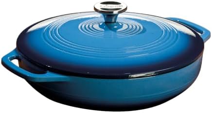 Lodge Essential Enamel Cast Iron Braiser, 3.6 Quart, Caribbean Blue