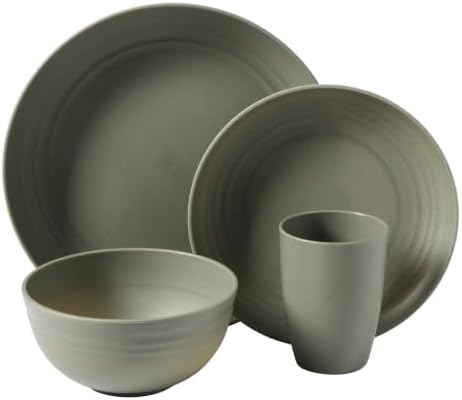 Gibson Home Plates and Bowls Set, 32 Piece Wheat Straw Dinnerware for 8