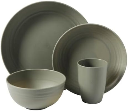 Gibson Home Plates and Bowls Set, 32 Piece Wheat Straw Dinnerware for 8