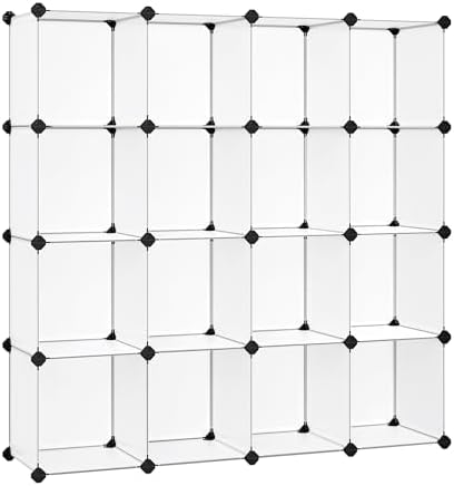 SONGMICS 16 Cube Storage Organizer，Plastic stackable cube shelf