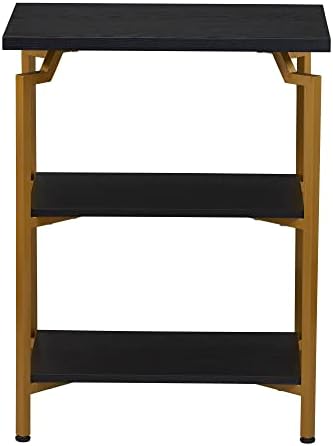 Household Essentials Crown Black Oak Grain Bookshelf with Gold Iron