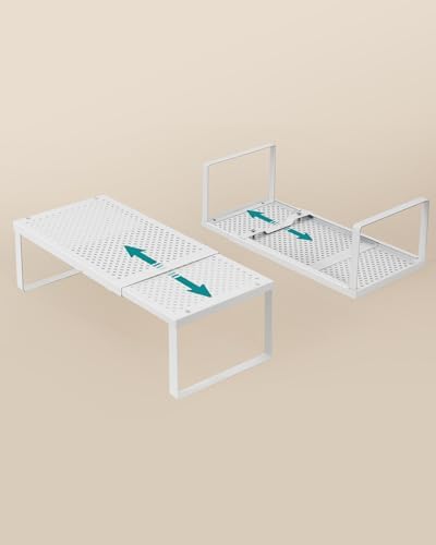 SONGMICS Spice Rack, Expandable Kitchen Countertop Shelf, Steel, Set of 4
