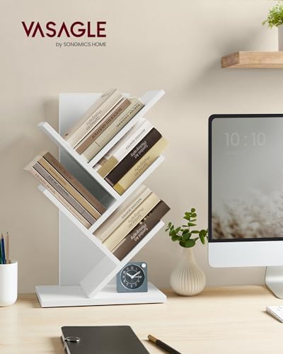 VASAGLE Tree Bookshelf, 5 Tiers, 11.8 x 6.8 x 20.1 Inches