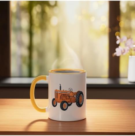 Vintage Allis-Chalmers WD 45 Classic Tractor Ceramic Mug, Yellow/White, 11oz