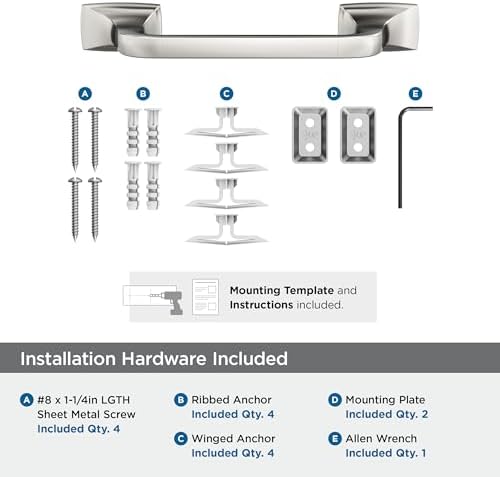 Amerock Highland Ridge Polished Nickel 9 inch (229 mm) Center-to-Center Towel Bar, BH36015PN