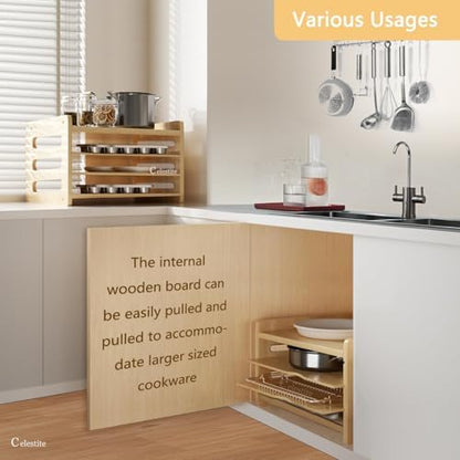 Celestite Wooden Baking Sheet Organizer for Cabinet, Baking Tray Organizer, Cookie Sheet Organizer for Cabinet Kitchen Storage Organization Accessories