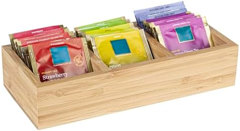 Restaurantware-9.5 x 4.25 x 2 Inch Coffee Condiment Organizer, 1 Rectangle Creamer Organizer - 3 Compartments, Break-Resistant, Bamboo Coffee Accessory Caddy, Won't Chip, For Tea And Sugar Packets