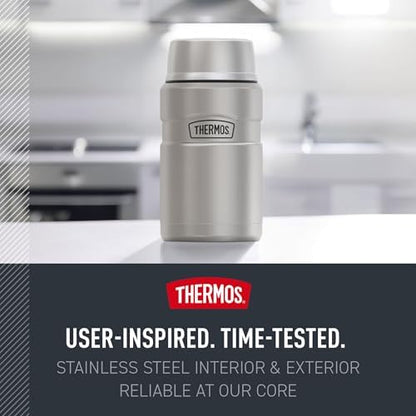 THERMOS Stainless King Food Jar with Bowl, 24oz, Matte Pink