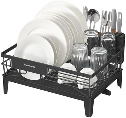 SONGMICS Dish Drying Rack, with Drainboard, Cutlery Holder