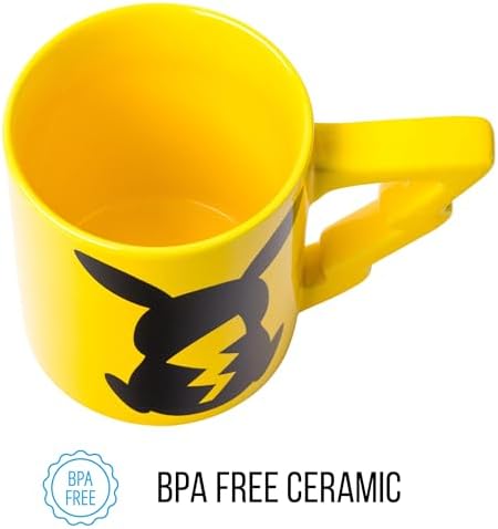 Silver Buffalo Pokemon Pikachu with Lightening Bolt 3D Sculpted Handle Ceramic Mug, 20 Ounces