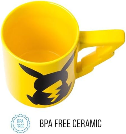 Silver Buffalo Pokemon Pikachu with Lightening Bolt 3D Sculpted Handle Ceramic Mug, 20 Ounces