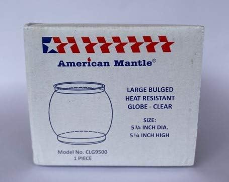 American Mantle Lantern Globe Replacement Height: 5¼" (133.35mm) Diameter 4 7⁄8" (123.83mm) | Clear Borosilicate Glass Fits Coleman Lanterns 214 282 285-700 288 321 355 5150-5159