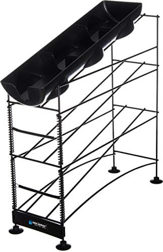 San Jamar Three Cup Dispenser Rack for 8–44 Oz Cups with Adjustable Coils – 4-Tier Countertop Cup Dispensers – Suction Feet and Lid Organizer for Restaurants and Kitchens