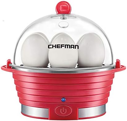 Chefman Electric Egg Cooker Boiler, Rapid Poacher, Food & Vegetable Steamer, Quickly Makes Up To 6, Hard, Medium or Soft Boiled, Poaching/Omelet Tray Included, Ready Signal, BPA-Free, Black