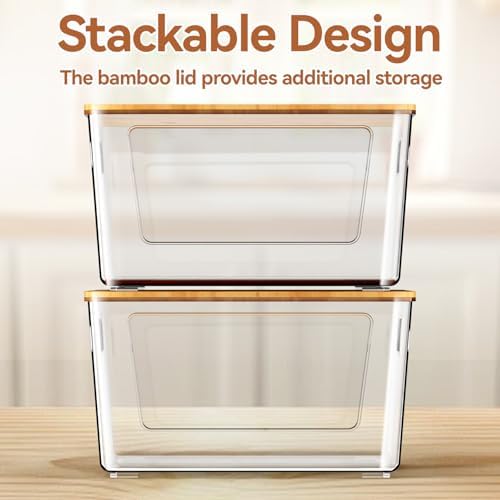 spospo 2 Pack Trash Bag Holder with Bamboo Lid Stackable Trashbag Dispenser