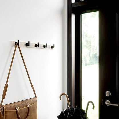 Franklin Brass Post (1-Pack) 27' Coat Rack Wall Mount White Hat Rack with 5 Hooks Mounted Hanging Hook Rail for Clothes, Towels, Purses, Bags, Kitchen, Entry, Closet Organization B48031K-480-R