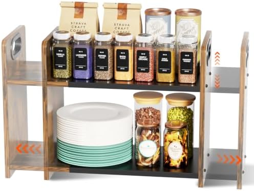 2-Tier Expandable Spice Rack Organizer for Countertop,15.2"-21.5"